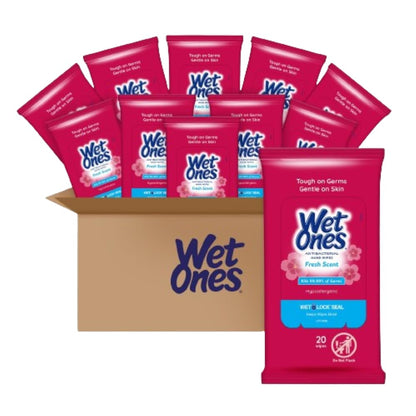 Wet Ones Antibacterial Hand Wipes Fresh Scent Wipes | Travel Wipes Case Antibacterial Wipes | 20 ct. Travel Size Wipes (30 pack)