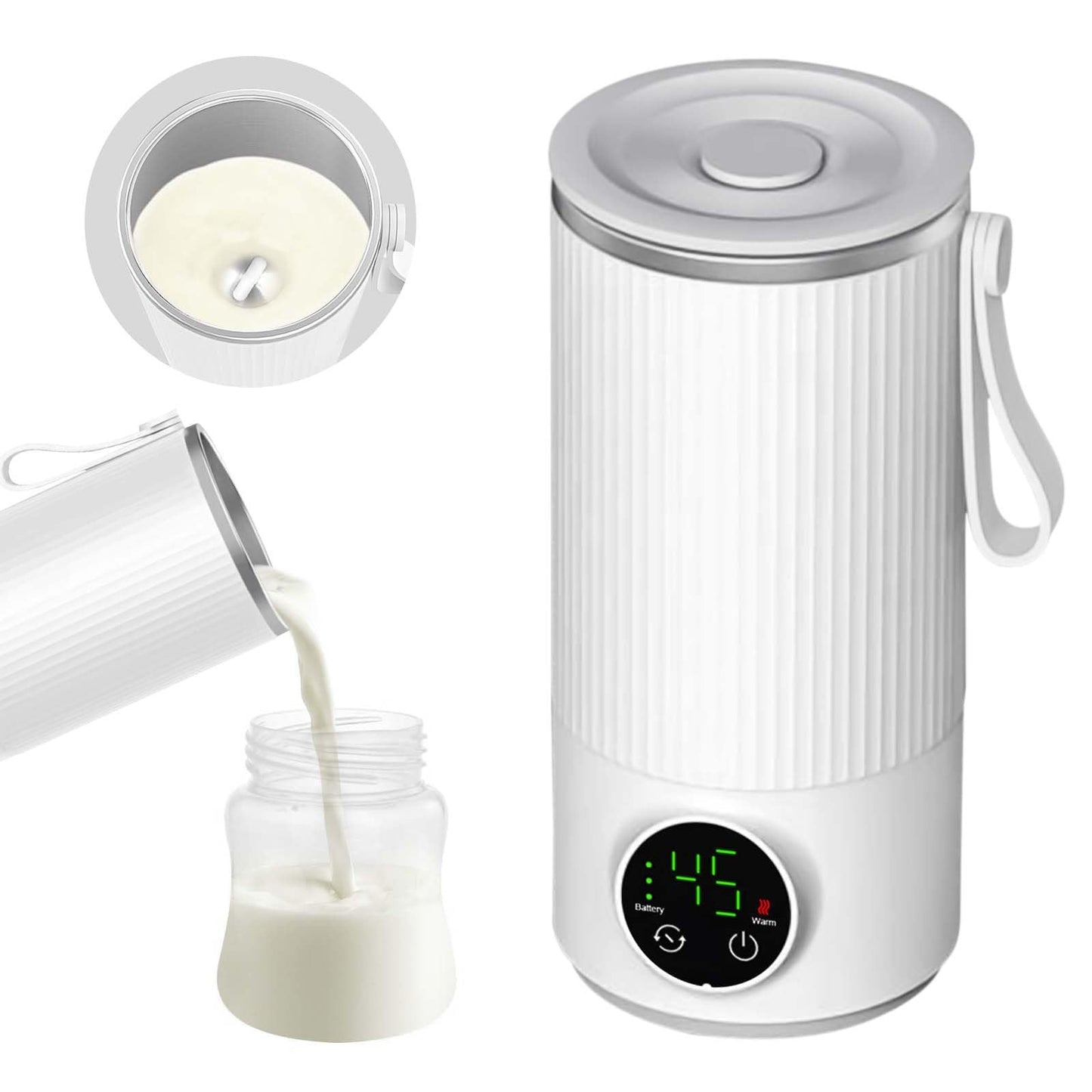 Travel Bottle Warmer & Mixer Portable Bottle Warmer for Travel with Battery-Powered Temperature Display Baby Bottle Warmer Portable Travel Suitable for Travel | Outing