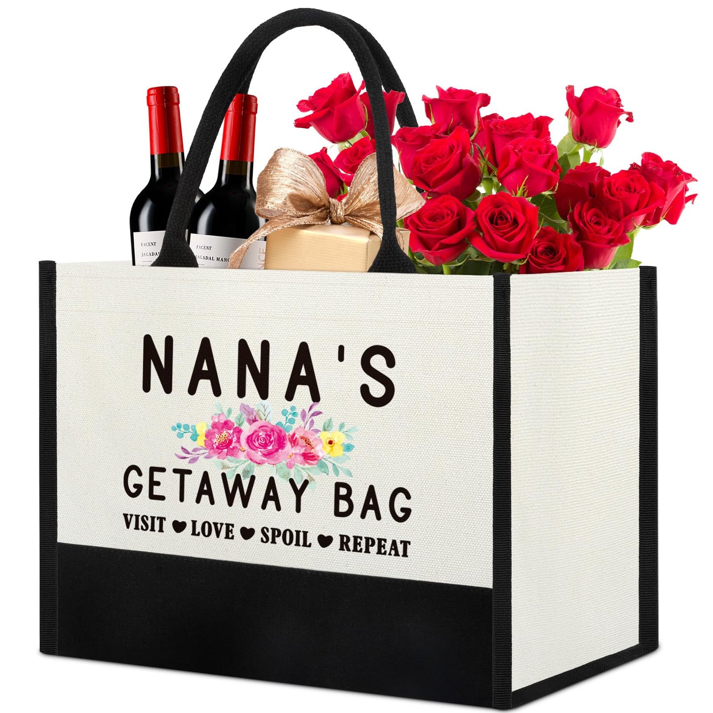 Xinezaa Gifts for Nana Birthday Unique Nana Gifts from Grandkids Nana Mothers Day Gift for Grandma Cool Christmas gifts for Nana Cute Nana Getaway Bag Gifts Best Nana Ever Tote Bag Gift