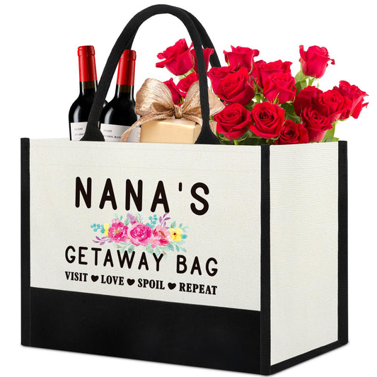Xinezaa Gifts for Nana Birthday Unique Nana Gifts from Grandkids Nana Mothers Day Gift for Grandma Cool Christmas gifts for Nana Cute Nana Getaway Bag Gifts Best Nana Ever Tote Bag Gift