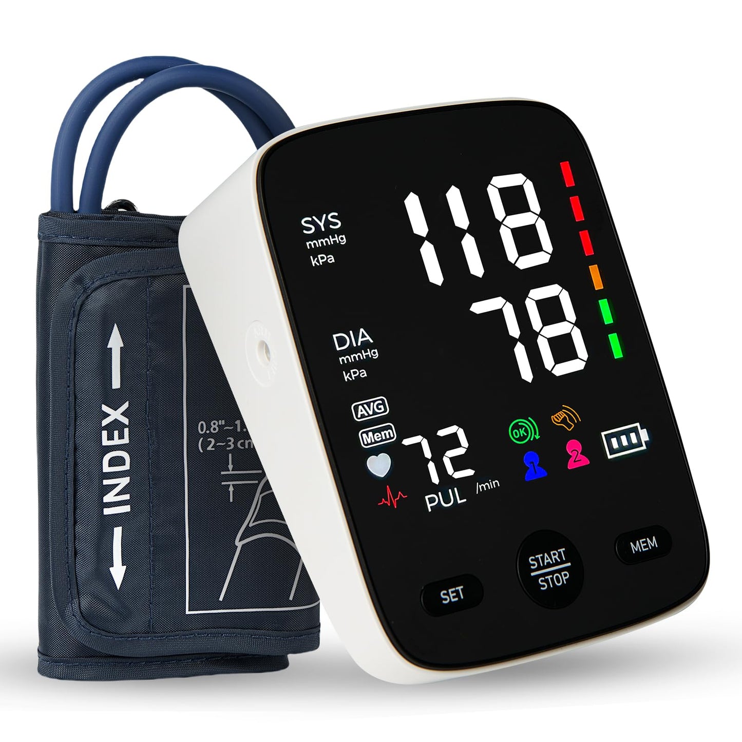 TESACOT Blood Pressure Machine Automatic Upper Arm Blood Pressure Monitor for Home Use with Adjustable Large Cuff 5 in LED Backlit Display for Heart Rate Detection