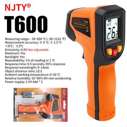 NJTY Digital Infrared Thermometer -50~600℃ Pyrometer Gun