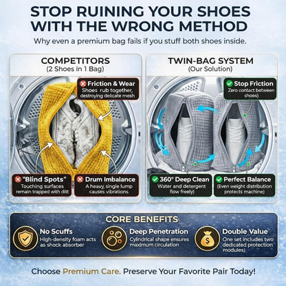 Shoe Washing Machine Bag 2 Pack for Washer Dryer Thick Padded Sneaker Laundry Bags with Mesh Panels Zipper Protective Shoe Washer Bag for Running & Gym Shoes