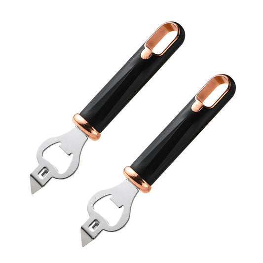 Cokshy 2 Pcs Can Opener Manual Stainless Steel Bottle Opener Manual Bottle Punch Can Opener Dishwasher Safe 2 in 1 Multifunctional Can and Beer Opener - Black