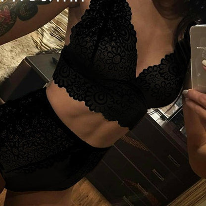Lace Mesh Lingerie Set with Bra and Sleepwear