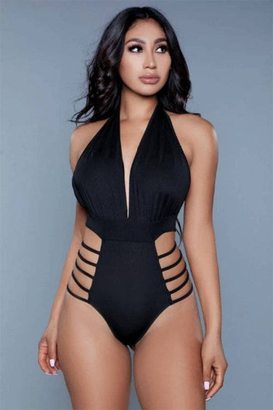 Willow One-Piece Swimsuit – Plunge V Neck Halter Backless Swimwear