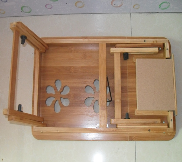 Bamboo Laptop Desk with Cooling Stand and Adjustable Height