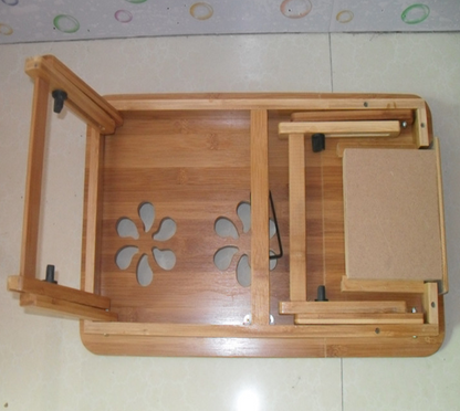 Bamboo Laptop Desk with Cooling Stand and Adjustable Height