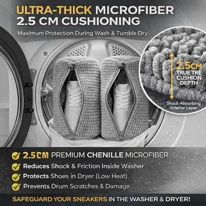 Shoe Washing Machine Bag 2 Pack for Washer Dryer Thick Padded Sneaker Laundry Bags with Mesh Panels Zipper Protective Shoe Washer Bag for Running & Gym Shoes