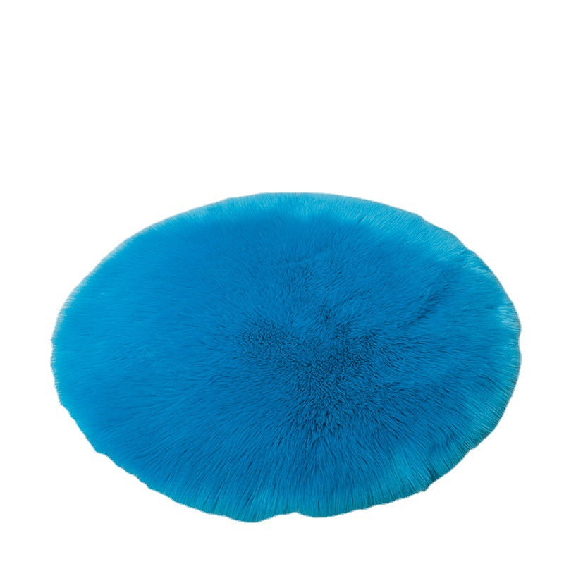Round Faux Wool Rug for Kids Room and Living Space